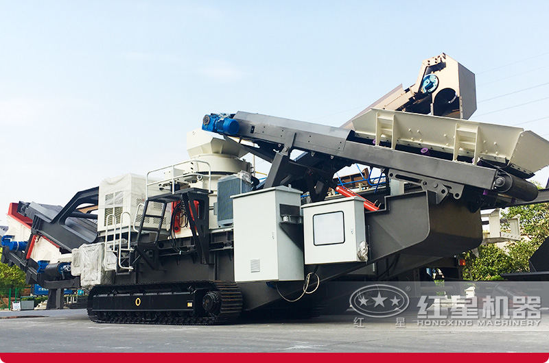 履帶式建筑垃圾破碎機：配圓錐破＋振動篩，建筑垃圾中細碎
